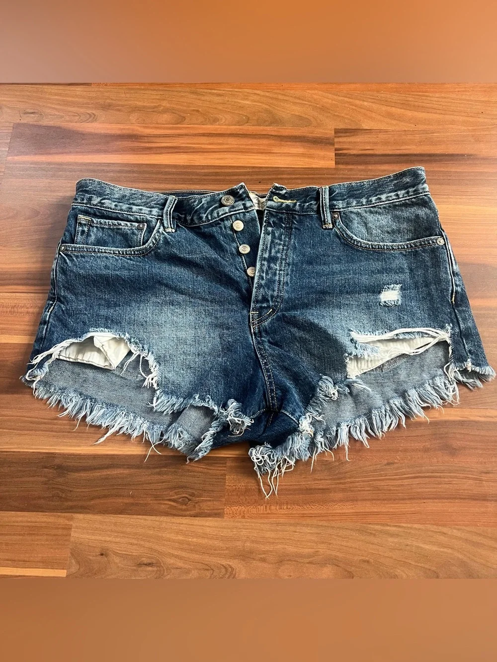 Free People We The Free Denim Distressed Shorts